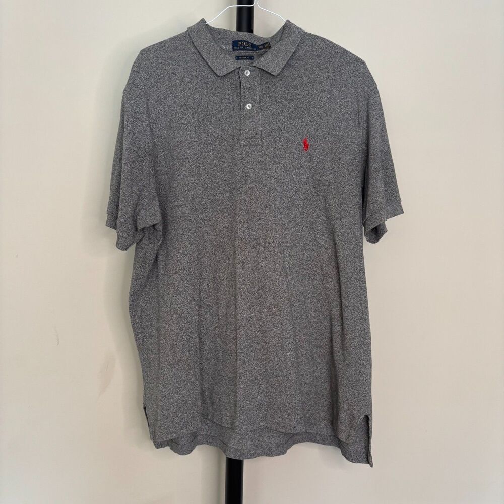 Polo Ralph Lauren Men's XXL Classic Fit Gray Heather Polo Shirt Red Pony